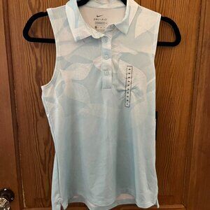 NWT Nike Women's Blue and White Sleeveless Polo Golf Shirt